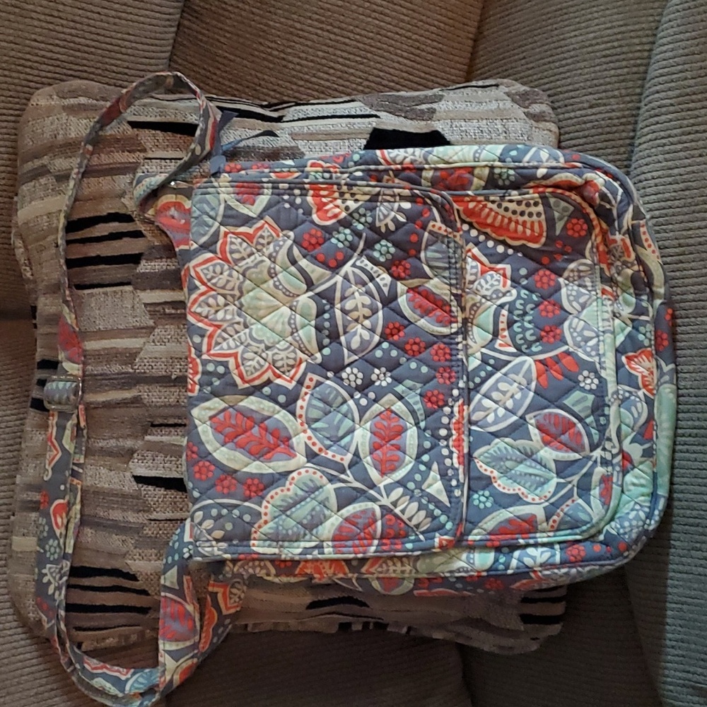 Vera Bradley Messenger Bag. Green and Orange.